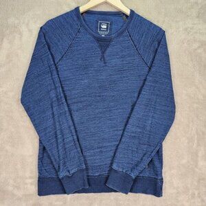 G-Star Raw Denim Long Sleeve Pullover Sweatshirt Logo Blue Shirt Men's Size L